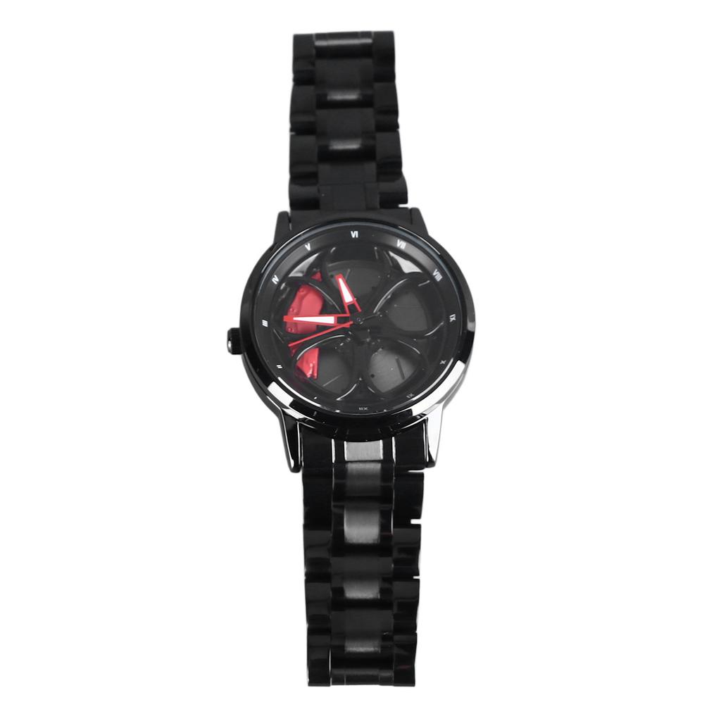 Часы-колесо автомобиля с японским кварцевым механизмом, вращающийся браслет из нержавеющей стали, часы с вращающимся ободом колеса в стиле гоночного автомобиля