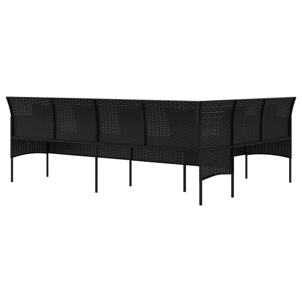 Ogrodowa Sofa Narożna Z Poduszkami, Czarny Polirattan