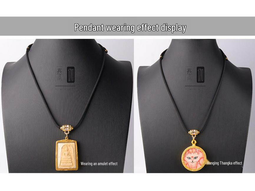 Таиландский амулет Будды Золотой Свет Роскошный Бриллиантовый Веревочный Шнурок – Регулируемое Ожерелье