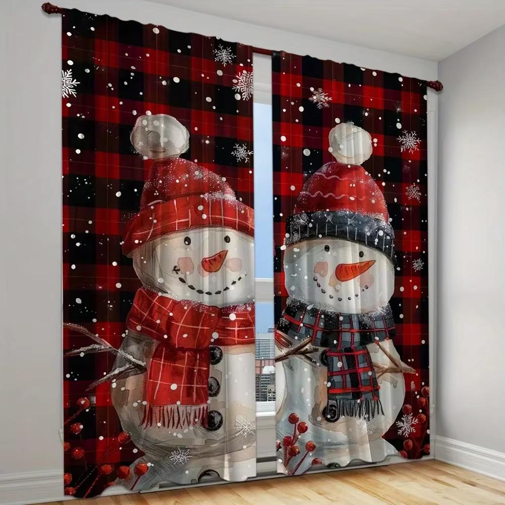 2 Panel Christmas Golden Bell 3D Digital Printed Curtain Classic Style Polyester Curtain, Bedroom Living Room Floor Curtain