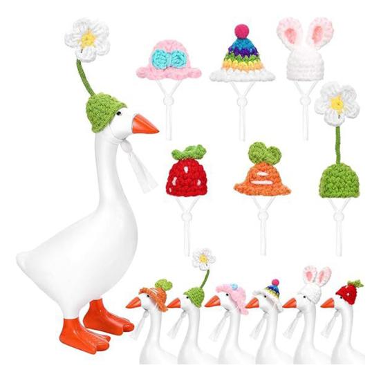 1 Набор Статуэтка Гуся Мини Вязаная Шапка с Регулируемым Ремнем Настольная Шапка Гуся Крючком