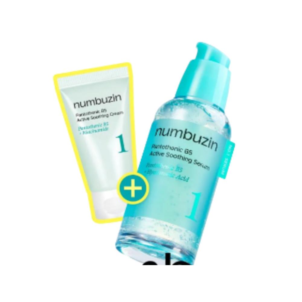 Numbuzin No.1 Pantothenic Acid Soothing Serum Set Hydrating & Calming Skin Care (80ml + 15ml Cream)