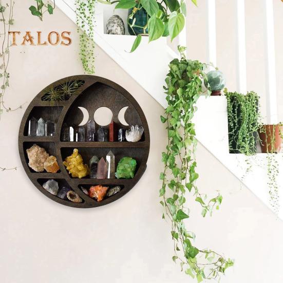 Деревянная полка для демонстрации луны, настенная полка для коллекционирования, настенная полка в виде полумесяца для кристаллов, драгоценных камней, свечей, предметов коллекционирования