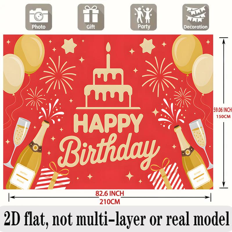 Fireworks Balloons Birthday Banner, Festive Photo Backdrop Wall Decor for Party