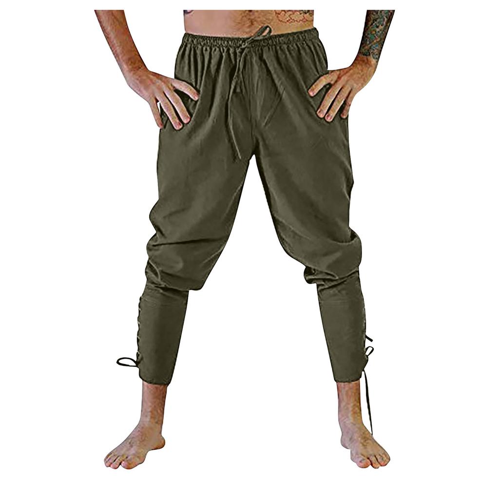 Summer Men's Medieval Stage Performance Casual Ankle Strap Pants