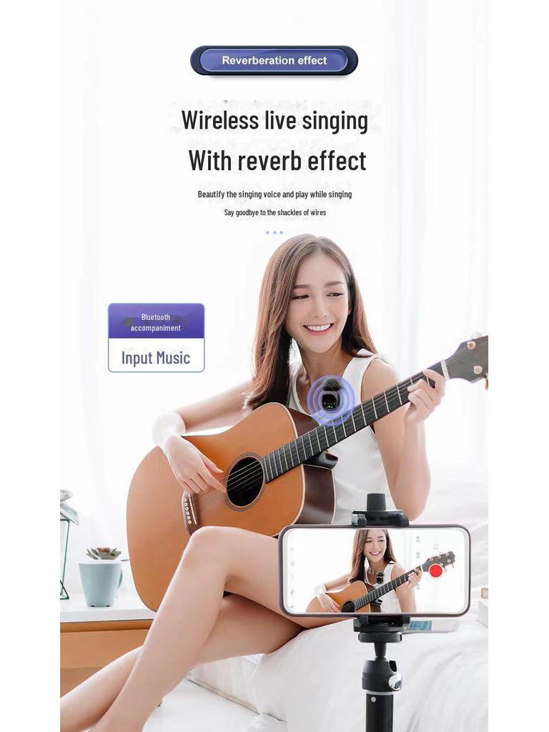 R8 Wireless Collar Microphone for Live Streaming & Karaoke - Noise Reduction & Recording