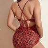 Front Lace-up Side Ruched Adjustable Back Straps Maternity Monokini Sexy Ruffle