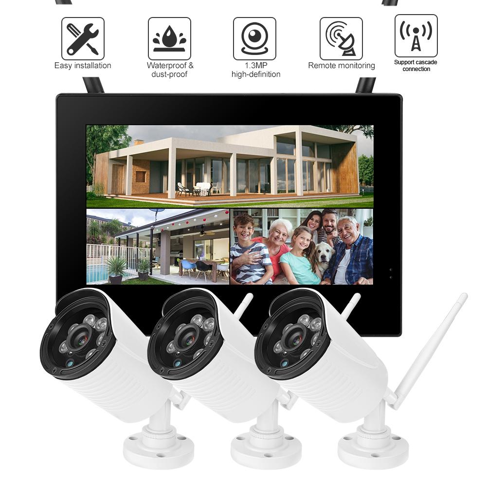 10-дюймовый 1,3-мегапиксельный HD беспроводной WIFI-детский монитор с 3 камерами, умный видеорегистратор, домашняя система безопасности