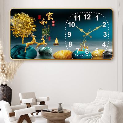 Креативные прямоугольные настенные часы Гостиная Хрустальная фарфоровая живопись Настенные кварцевые часы Бесшумные Домашние с календарем Бесшумные часы для ресторана