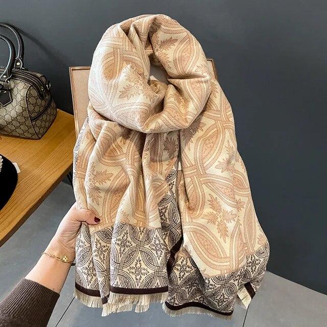 Толстый теплый зимний шарф, роскошный дизайн, принт лошади, женский кашемировый шаль из пашмины, женские шарфы с запахом, женский платок, одеяло, пончо