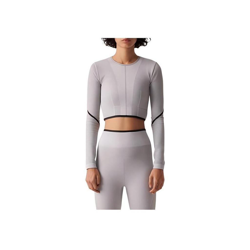 adidas Укороченный топ с длинным рукавом Stella McCartney TrueStrength Серый HR4511