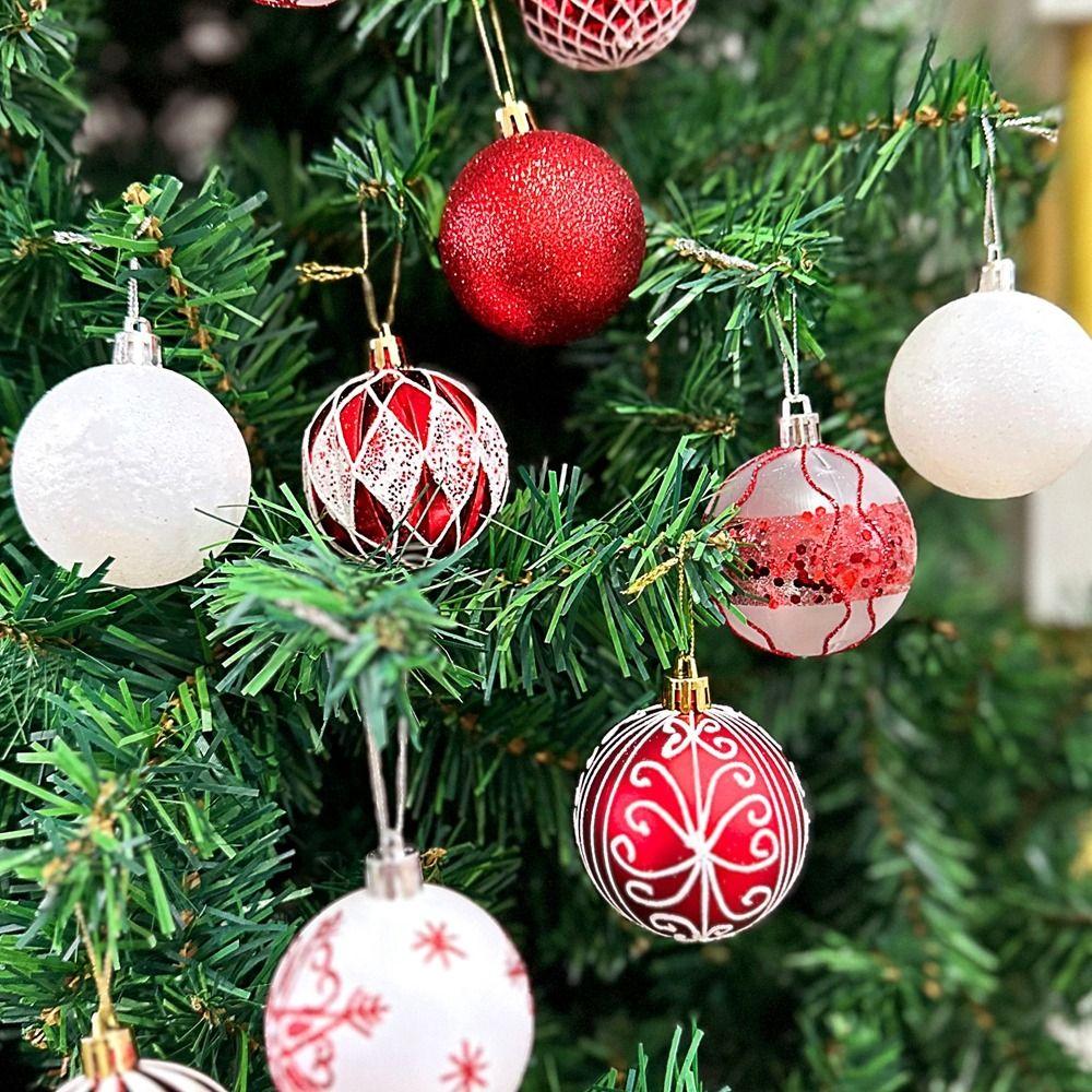 24Pcs/Box Plastic Christmas Colored Balls Electroplated Christmas Tree Hanging Pendant for Home