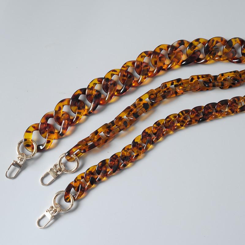 New Fashion Woman Handbag Accessory Chain Amber Leopard Acrylic Resin Chain Luxury Strap Women Clutch Shoulder Purse Chain