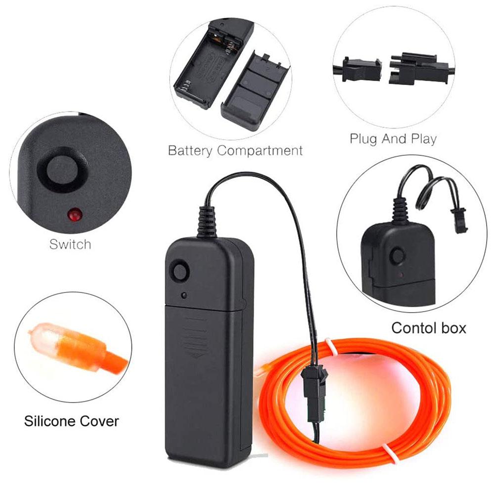 Светящаяся ультра-яркая гибкая светящаяся линия, веревочная трубка, неоновая коробка для батарей, набор костюмов «сделай сам», декор одежды