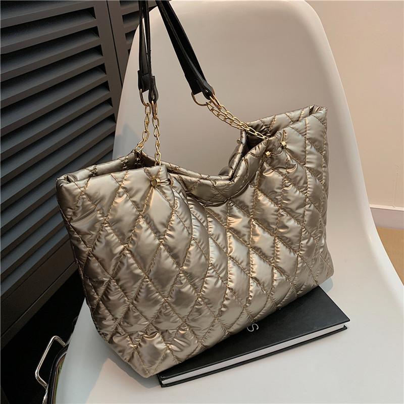 Женская стеганая сумка-тоут с ромбами, большая вместимость, сумка с верхней ручкой, универсальная мягкая сумка-саквояж, повседневная модная женская сумка для покупок KTY