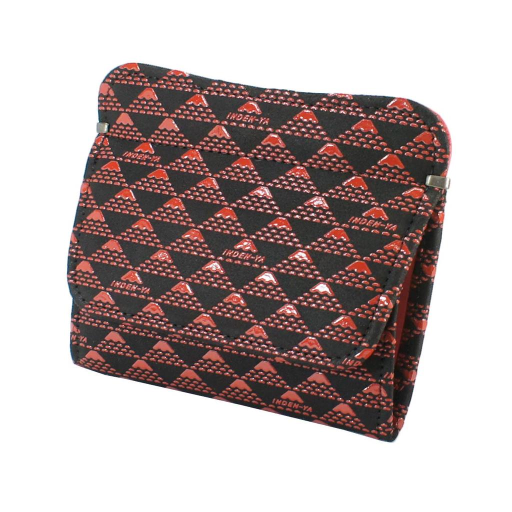 Indenya Inden Wallet Coin Purse Deerskin Takane Fuji Pattern Black X Red Lacquer Mt. 2802-21