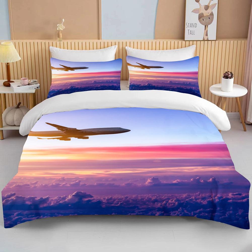 Fashion 3D Printed Airplane Plane Bedding Set Cartoon Duvet Covers With Pillowcases Soft Bedclothes Custom Bed Linen Drop Ship