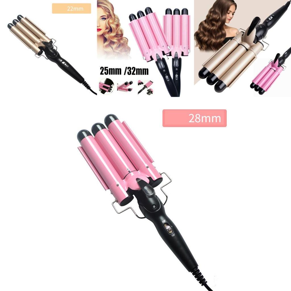 Керамический 3-ствольный плойка-волна для волос из парикмахерской. Получите идеальные локоны за считанные минуты.