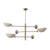 “3 Light Mid Century Modern Raw Brass Sputnik Chandelier Pendant Ceiling Fixture”