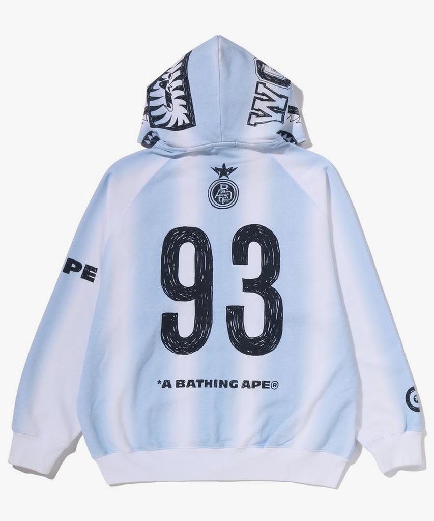 Bape Худи на молнии свободного кроя с ручным рисунком "Футбольная акула" (M) белый