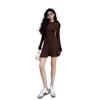 Lotus leaf edge semi-turtleneck waist dress, women's autumn and winter show figure, buttocks, little mother, fishtail skirt, bottom and inside skirt