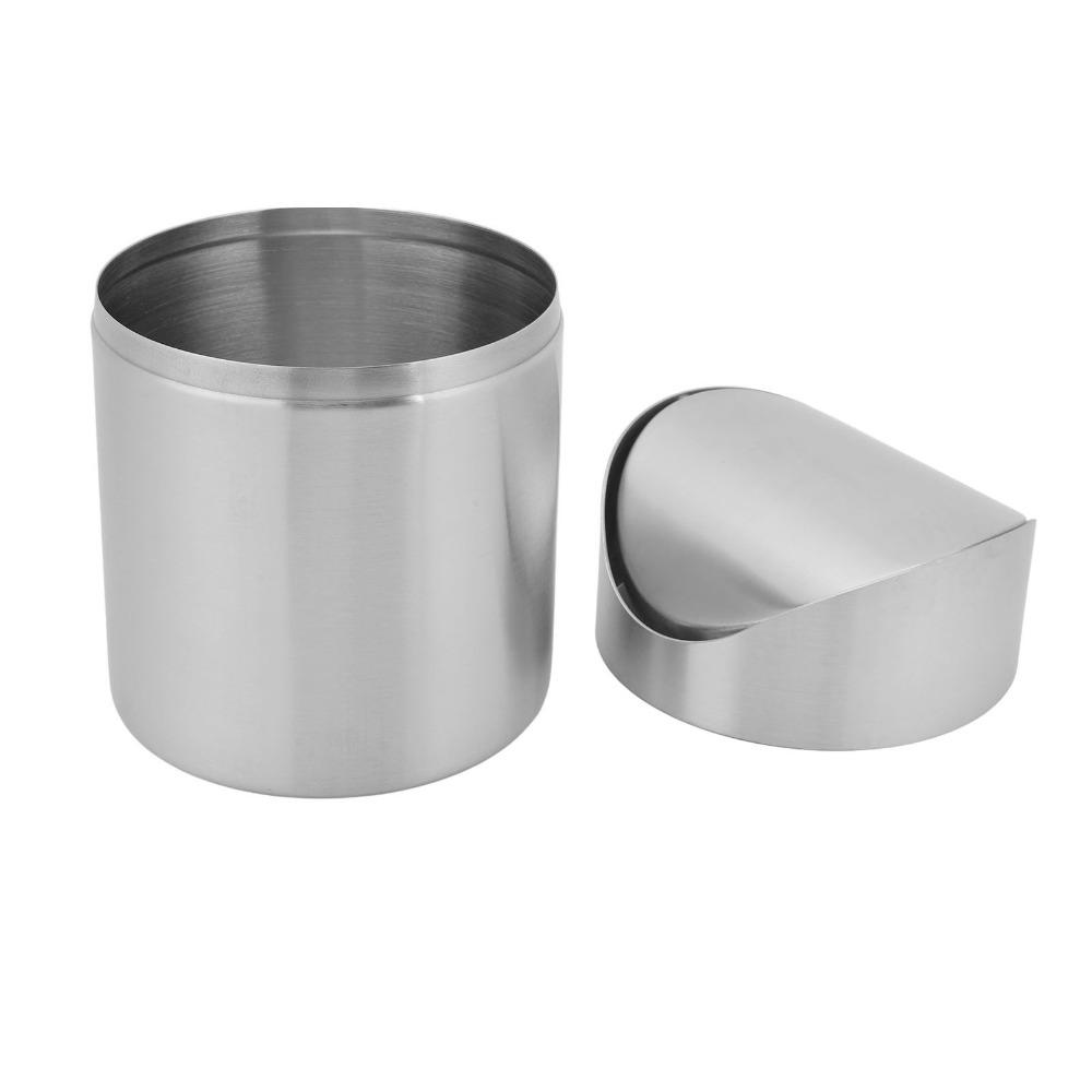 Silver Desktop Trash Can Swing Lid Swing Lid Trash Can Sleek Mini Trash Can Car
