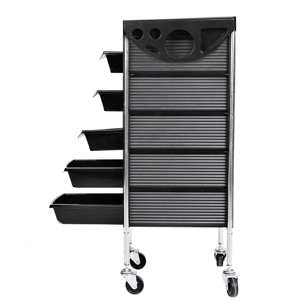 Hair Salon Instrument Storage Cart Adjustable Height Trolley Beauty Tools with 5 Drawers