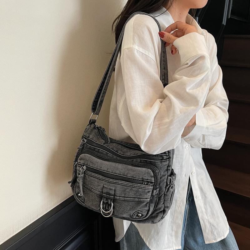 Винтажная джинсовая сумка через плечо с несколькими карманами женская сумка через плечо