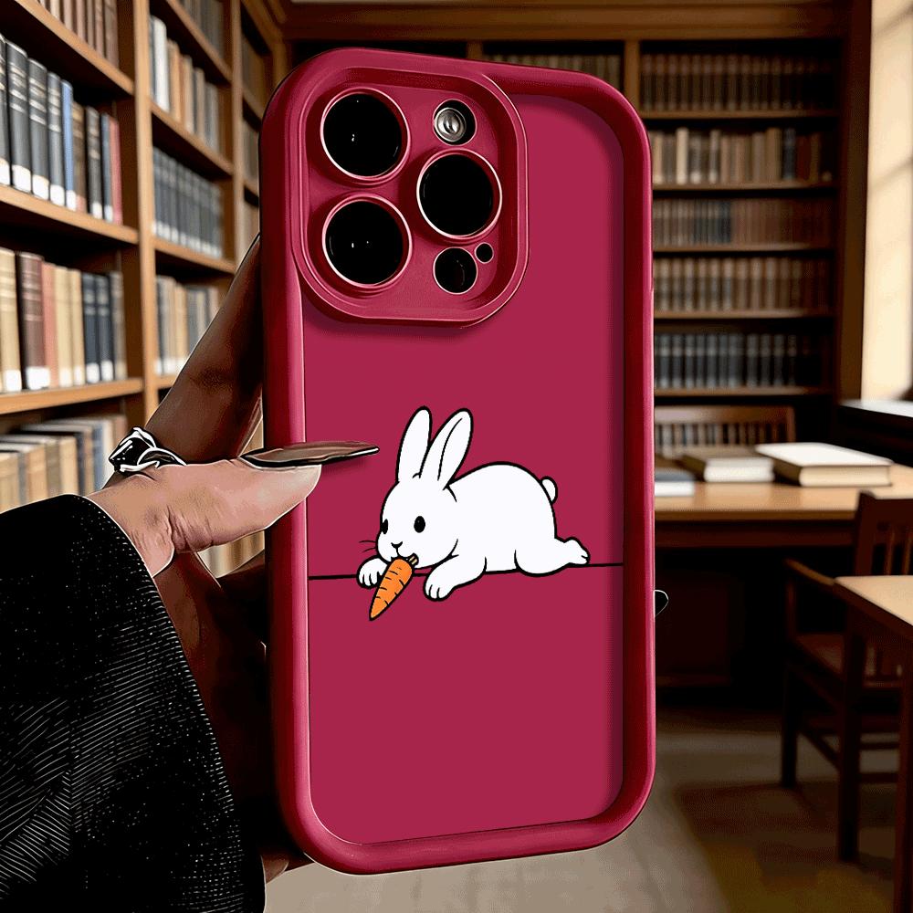 Cartoon Rabbit Eating Carrot Luxury Anti-Slip TPU Phone Case For Xiaomi Redmi Note 15 14 13 12 11 10 9 Pro Full Protective Cover