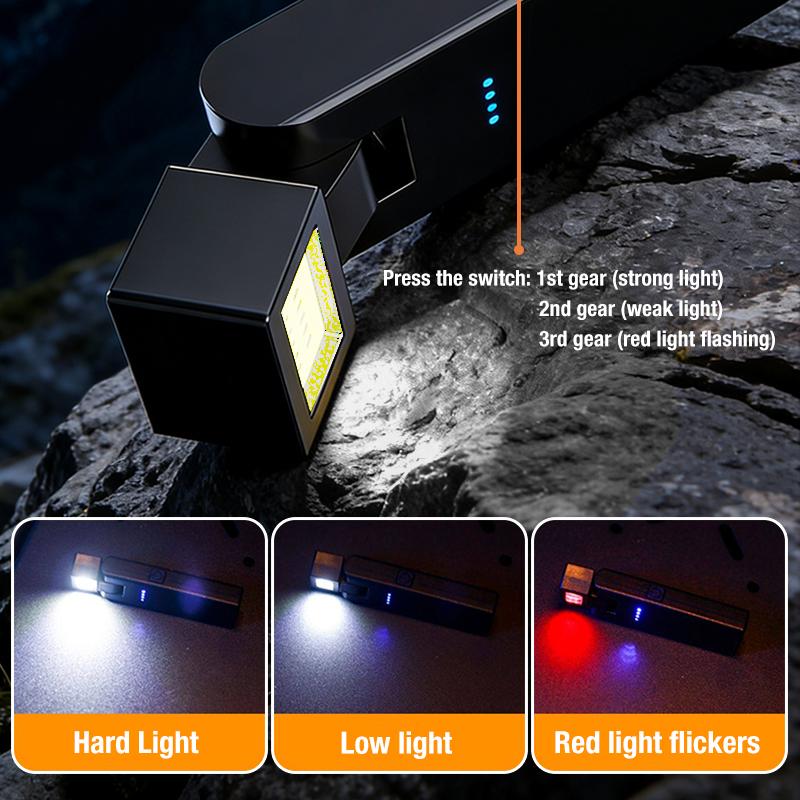 Mini flashlight for car explosion, portable handheld, strong magnetic suction COB work light, maintenance light with rotatable h