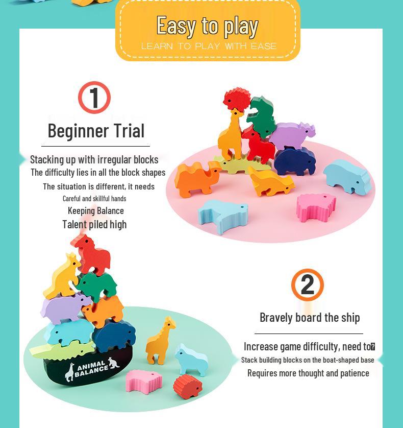 Animal Balance Stacking Blocks: Early Education Parent-Child Game