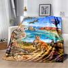 Australian Animals Nativity Flannel Blanket, Soft Warm Throw with Koala Kangaroo Print, Cozy Bedding for Kids