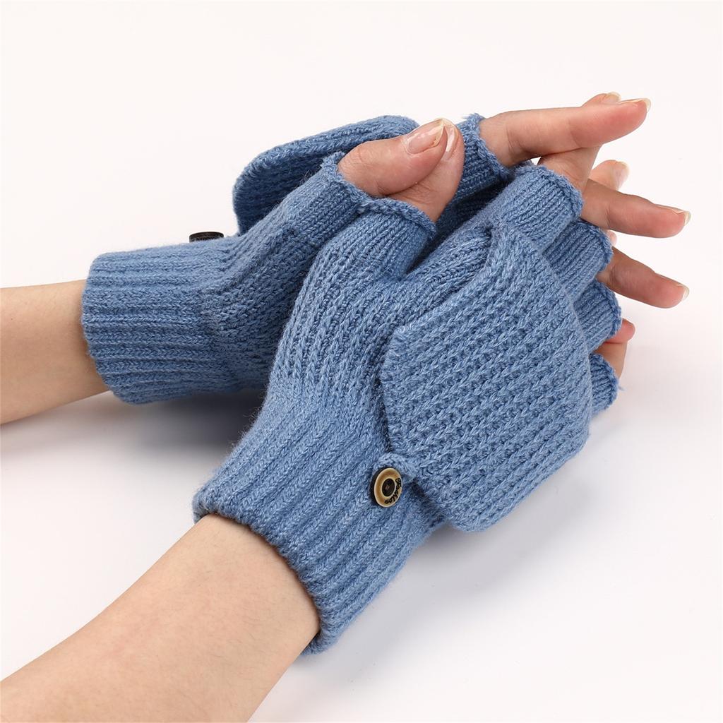 Перчатки шерстяные полосатые флип теплые полупальцевые мужские и женские студенческие пишущие перчатки с открытыми пальцами вязаные