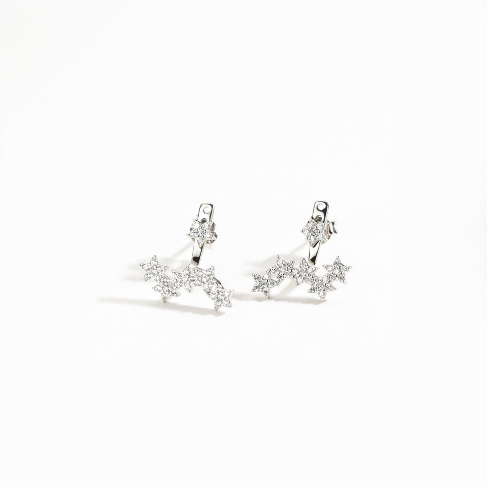 ANDYWEN 925 Sterling Silver 1pair Silver Gold Zircon Star Star Stud Earring Ladies Elegant Luxury Jewelry
