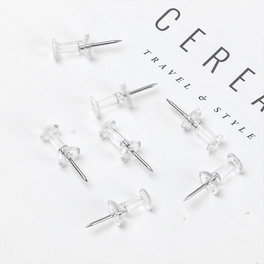 100 Pcs High Quality Buttons Pins Plastic Drawing Pins Push Pins Clear Push Pins Stationery Supplies