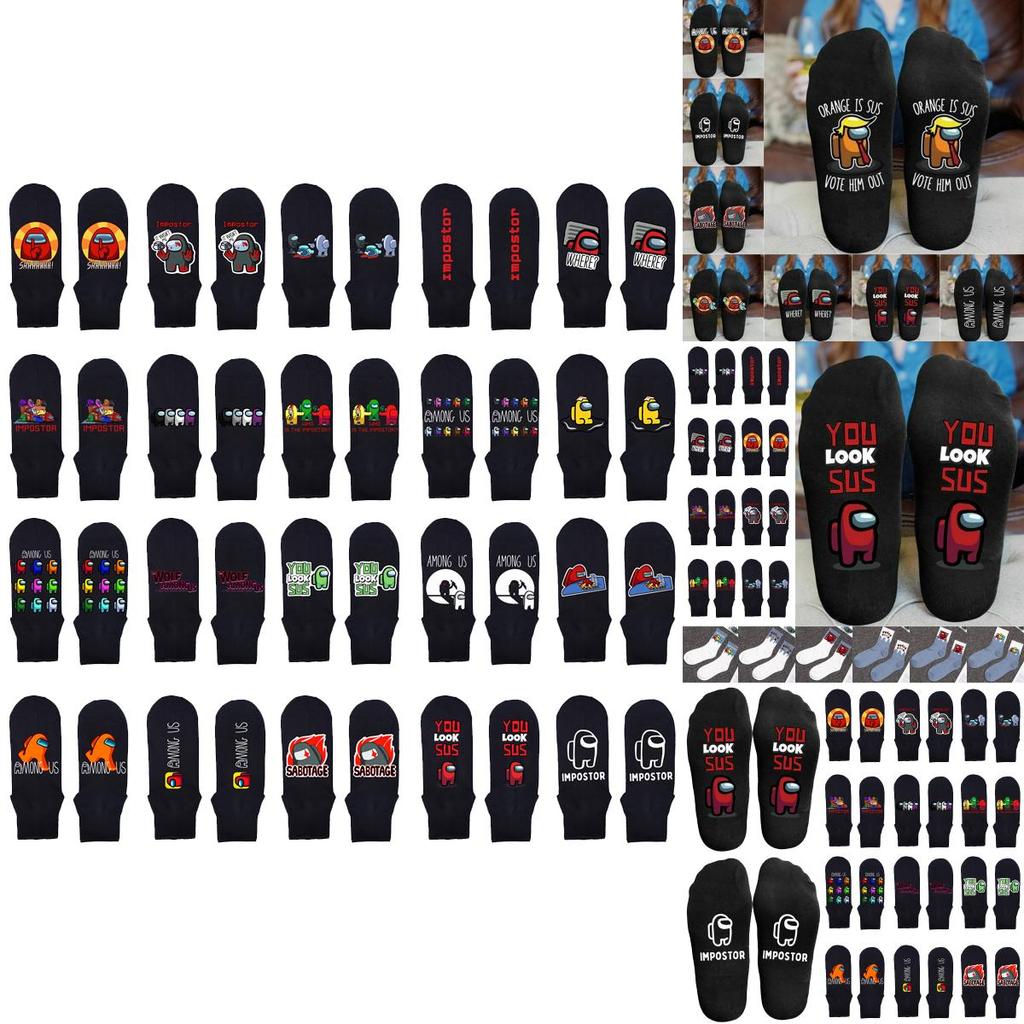 Pattern Us Among Socks Adult Stockings Unisex Game Cartoon Impostor Clothes Sock Amongu