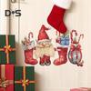 1 лист рождественских настенных наклеек с изображением гнома, эльфа, чулка, конфетной трости, подарочного пакета, водонепроницаемого ПВХ, самоклеящегося, для гостиной, спальни, праздничного настенного искусства, украшения