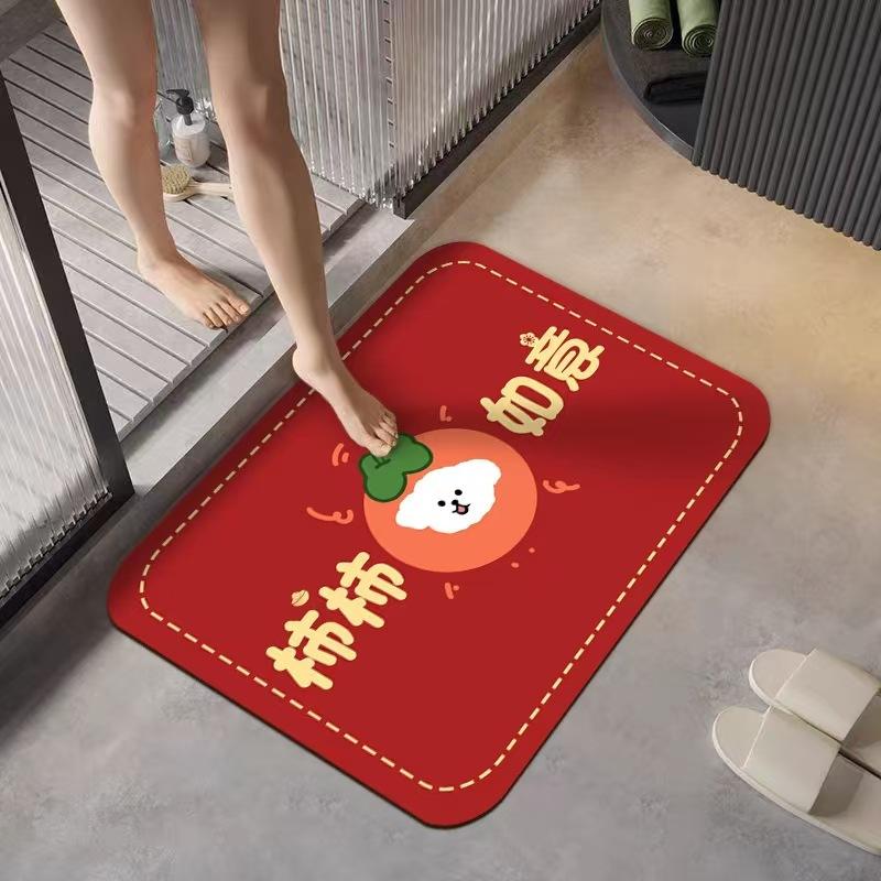 Cartoon Bathroom Floor Mats with Dirt Resistance and Easy To Care for Diatom Mud Floor Mats with Water Absorption Feet At The Bathroom Door