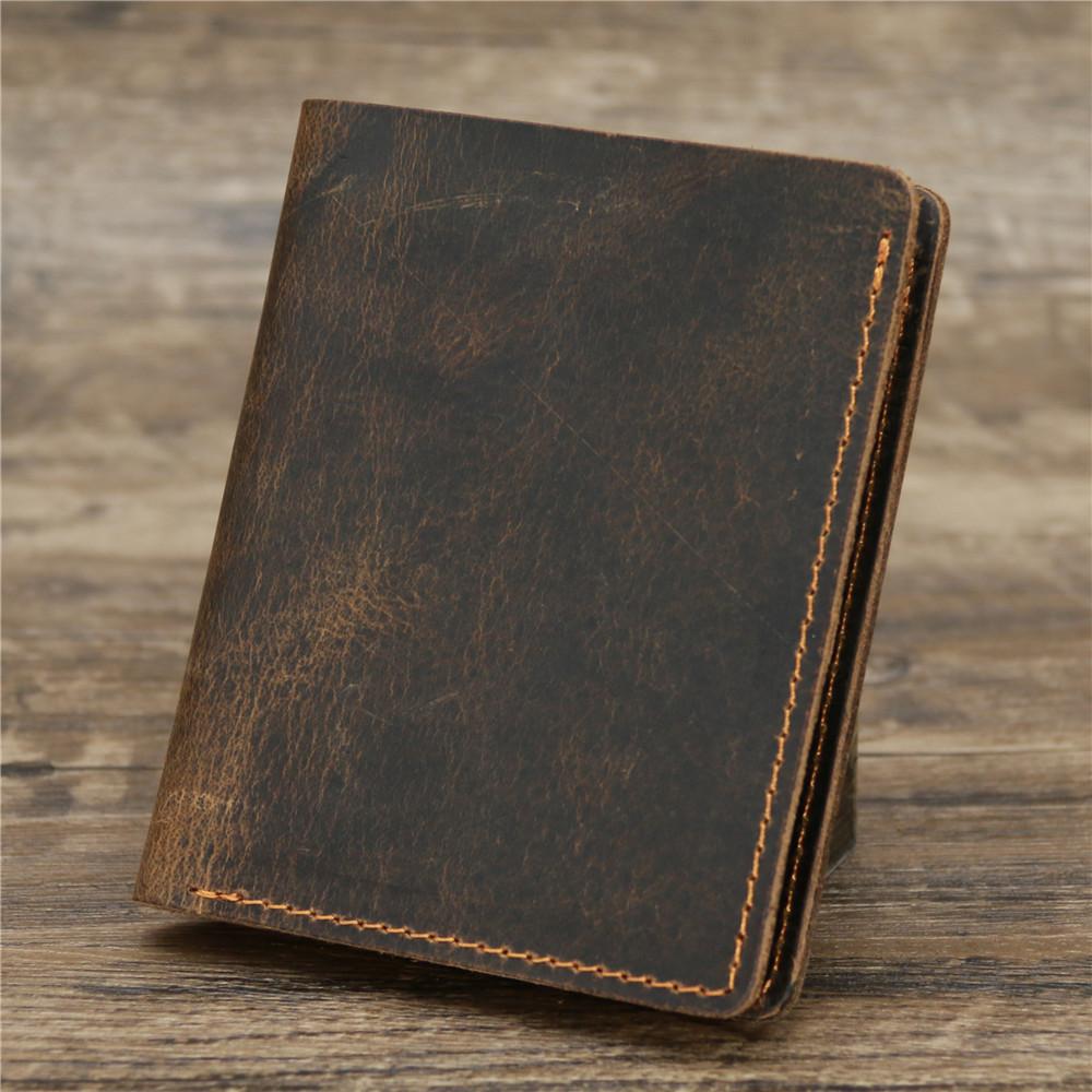 Wallet Men Genuine Leather Short Wallets Vintage Money Purses Business Card Holder