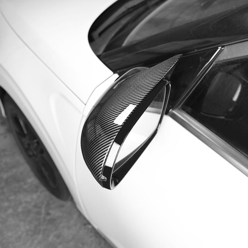 For Kia Soul -2025 Carbon Fiber Style Rear View Mirror Cover Horn Style ABS Rearview Mirror Shell LHD/RHD