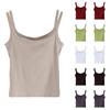 Женская майка-топ без рукавов, женская летняя цельная без стального кольца с нагрудной накладкой
