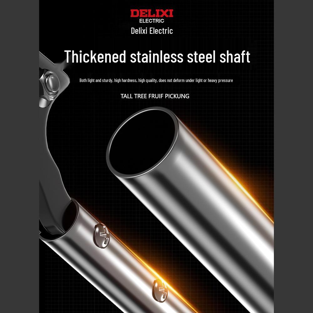 Электрические телескопические секаторы Delixi для высоких веток и фруктовых деревьев.