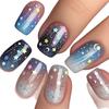 24 Pieces Of Manicure, Galaxy Dream Collection, Medium And Short Square Wearing Nail Pieces.