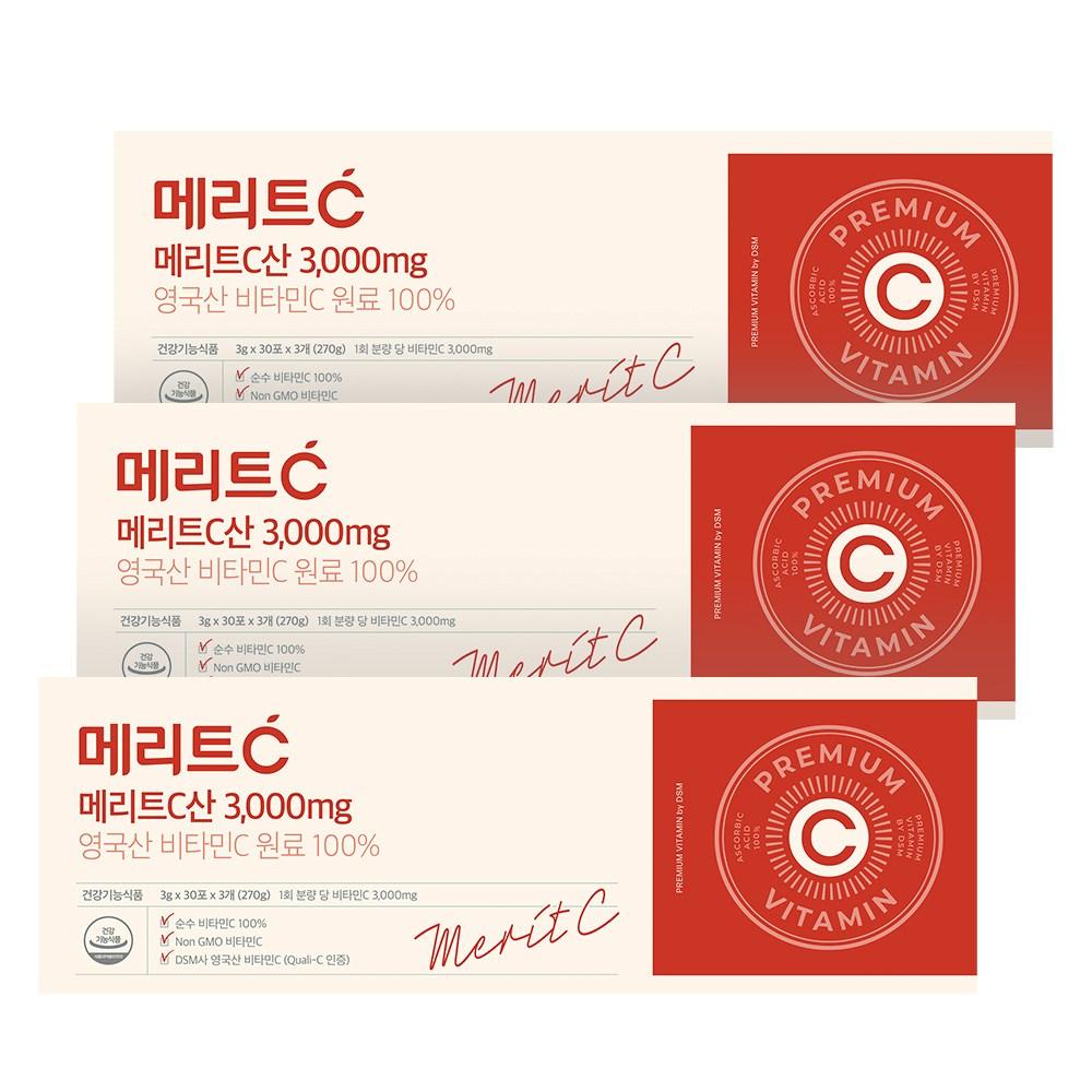 Huons Merit C Powder 3000 мг 90 пакетиков 90 порций 270 г 3 шт.