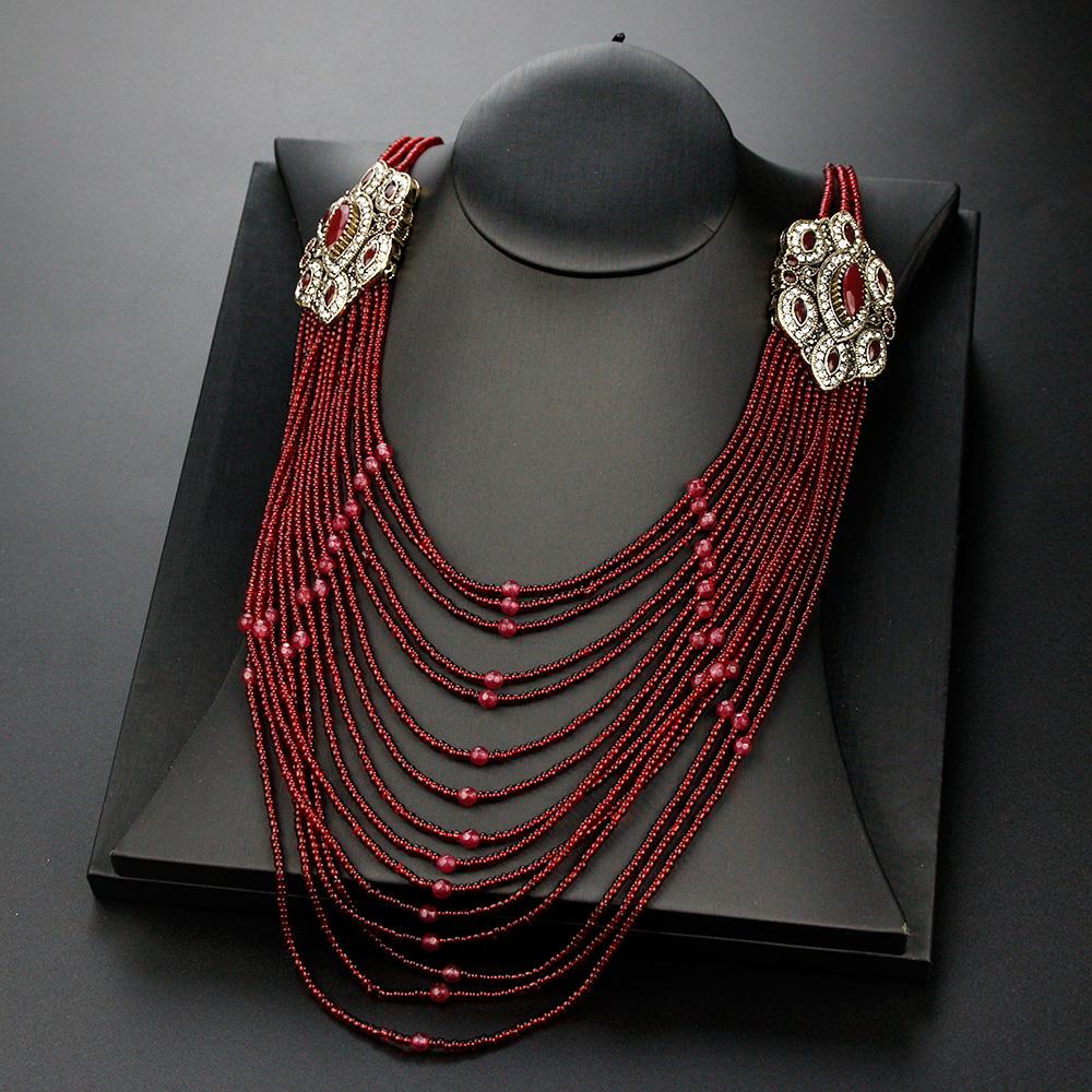 Элегантное длинное ожерелье из бусин, марокканский кафтан, бижутерия, этнические свадебные украшения, турецкое многослойное ожерелье из бисера