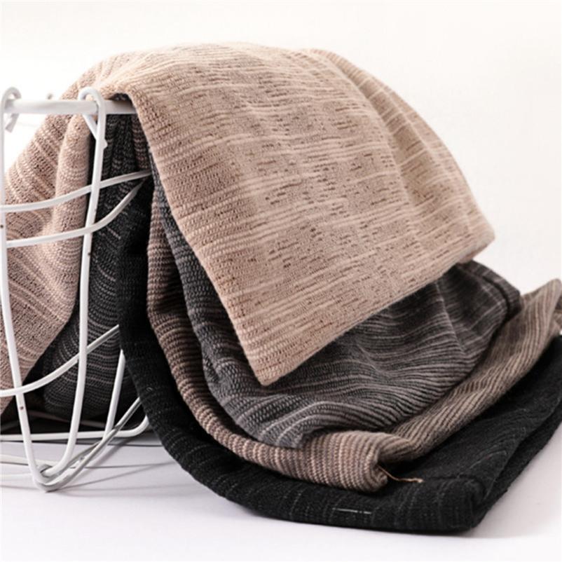 Breathable Toe Cap Unisex Striped Hood Spring and Autumn Warm Thin Turban Chic Trend Pile Hat