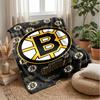 Boston Bruins Flannel Fleece Blanket Cozy Warm Throw Blanket For Couch Bed Travel All Season Use