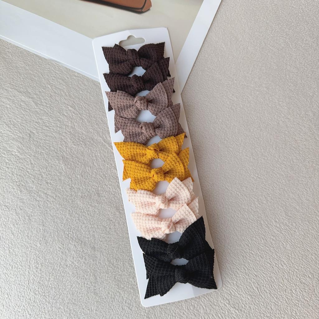 10 шт./компл. новые милые однотонные заколки для волос с бантом и лентой для маленьких девочек, банты ручной работы, шпилька-заколка, головные уборы, детские аксессуары для волос