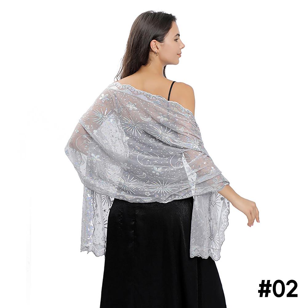 Луна, звезда, блестки, шаль, накидка для вечерних платьев, свадебный декор, шарф, элегантный хиджаб, покрывало для праздников Рамадана, женская скромная модная шаль