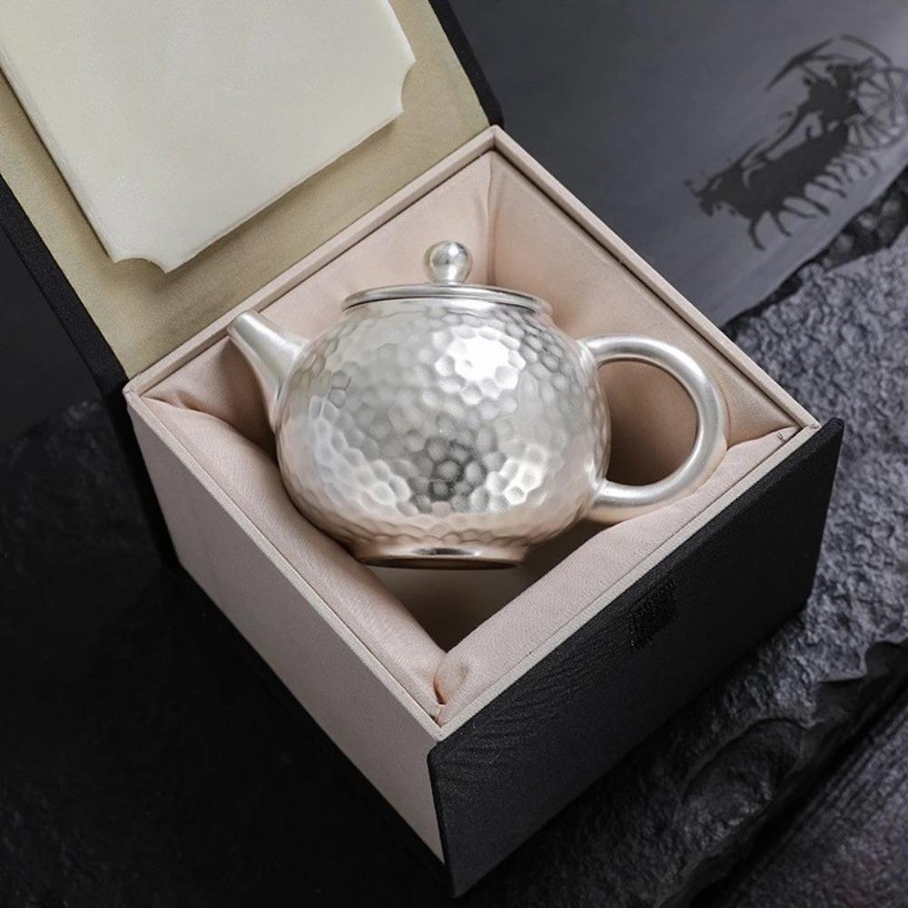 Чайный набор с чайником с чеканной текстурой и серебряной позолотой, ручной работы, с фильтром, чашка для чая кунг-фу, мини-чайник, термостойкий, портативный, для пожилых